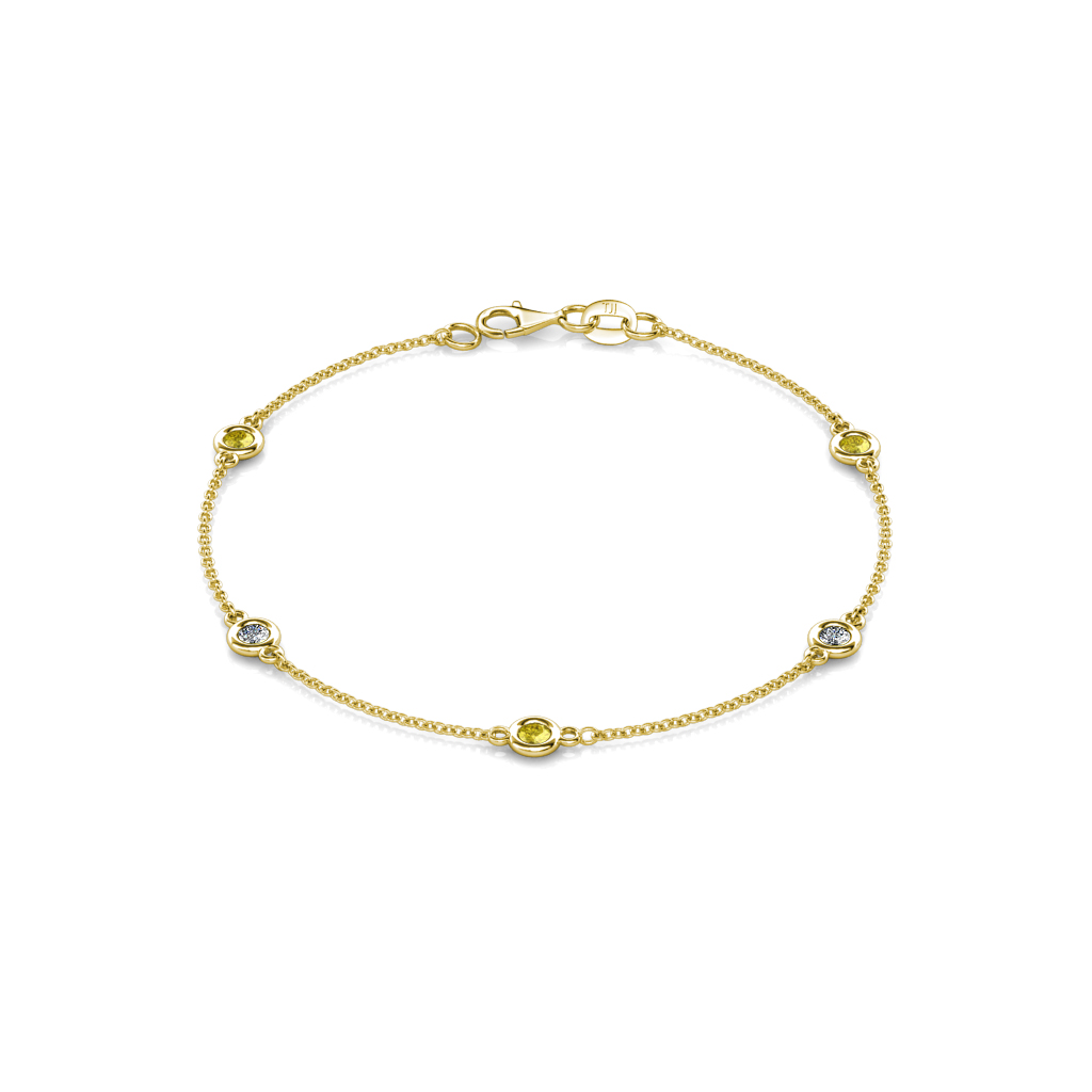 Aizza 0.81 ctw Yellow Sapphire and Natural Diamond (3.50 mm) Station Bracelet 